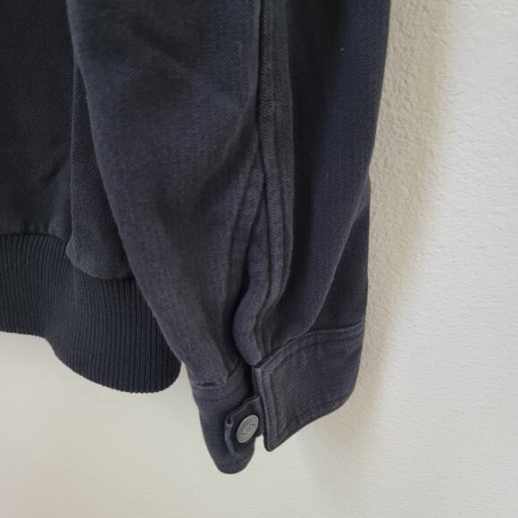 RVCA Full Zip‎ Bomber Aviator Jacket Black Sz Large Pockets Ribbed Collar Cotton - Picture 10 of 15